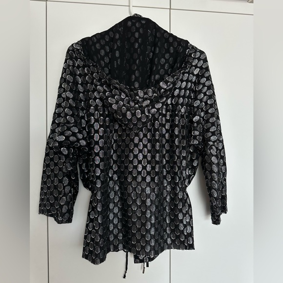 Diane von Furstenberg Metallic Chiffon Zip Jacket with Hood - Picture 7 of 7